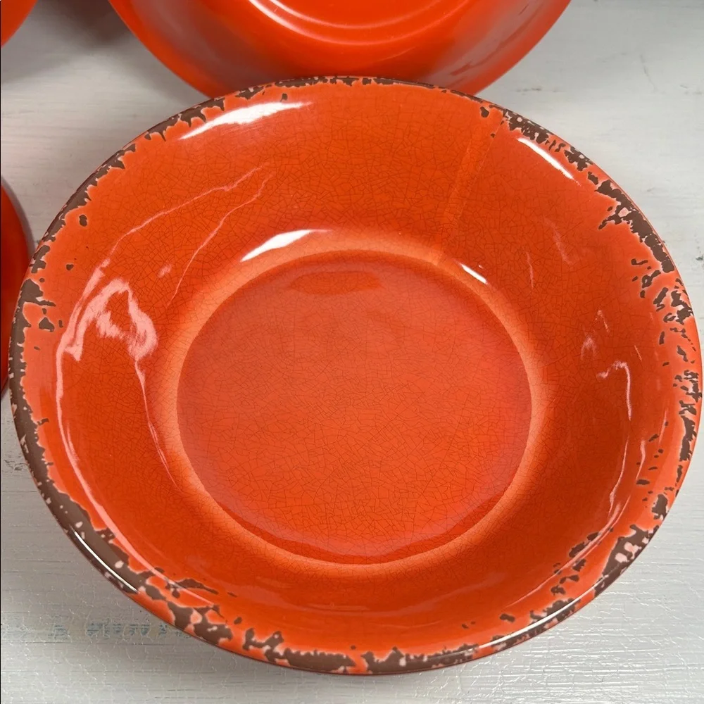 Gianna’s Home Bowls Melamine Rustic Orange Set Farmhouse Distressed Orange Bowls